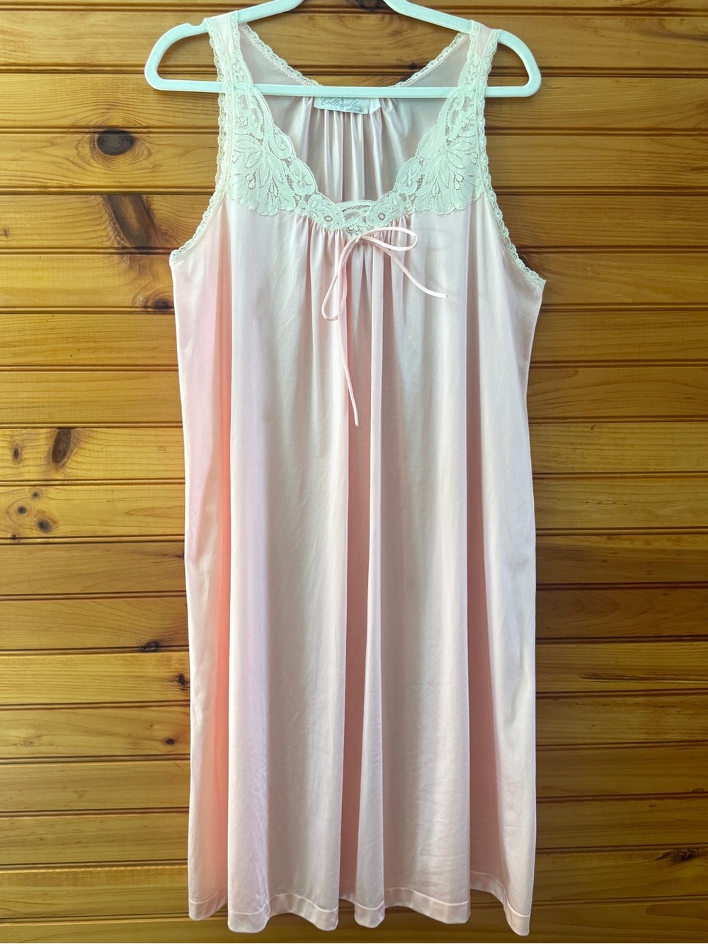 Vintage JCPenney Collectibles Nightgown Pink Lace Boudoir Midi Lingerie